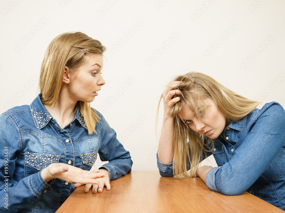 Two women having argue fight
