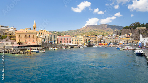 Panoramic view of Marina Corta in Lipari town