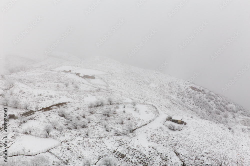 Obraz premium Snowfall in Filband, Mazandaran, Iran