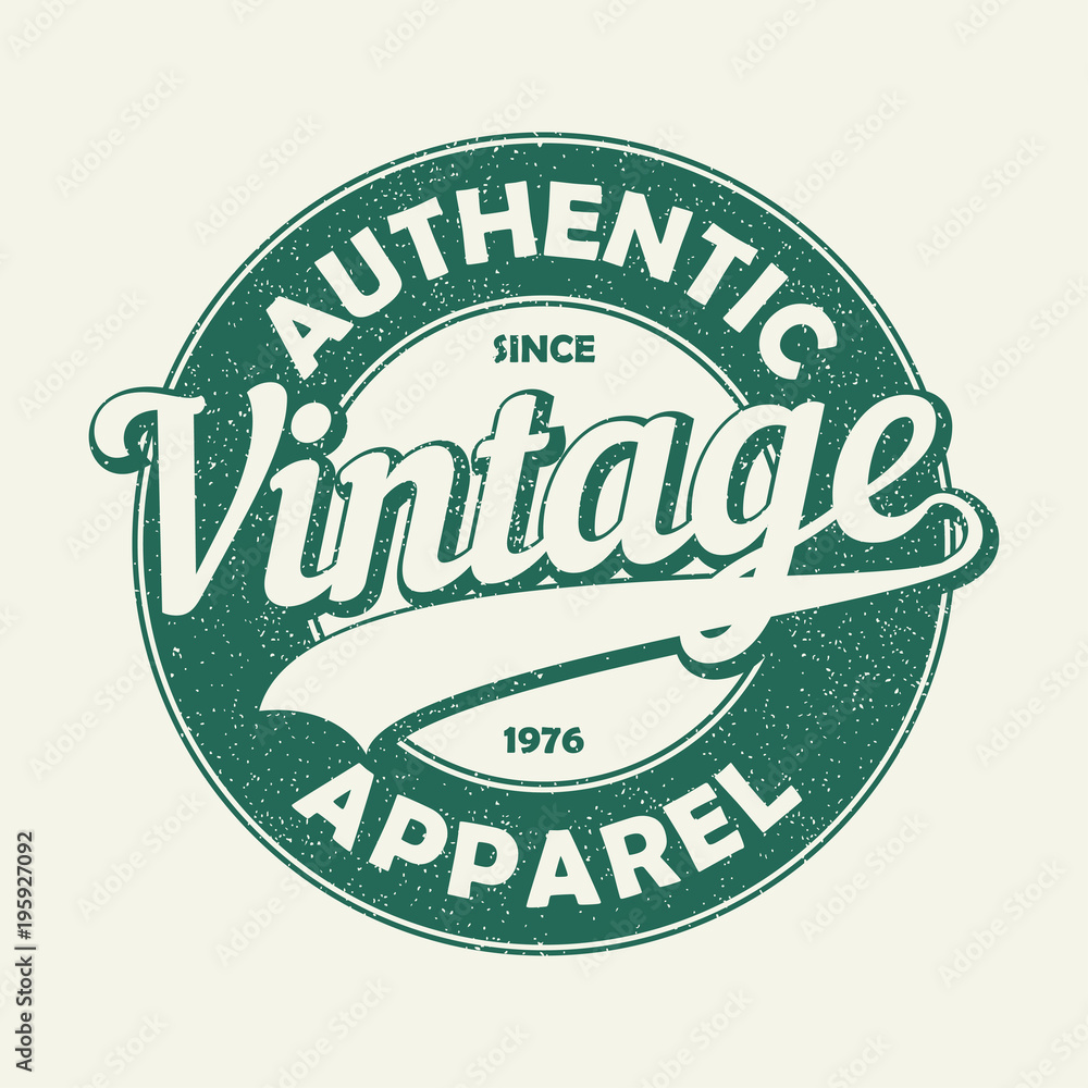 Vintage authentic apparel typography. Grunge print for original t-shirt  design. Graphics badge for retro clothes. Vector illustration. Stock Vector  | Adobe Stock