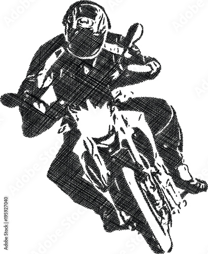 Extreme abstract motocross racer by motorcycle