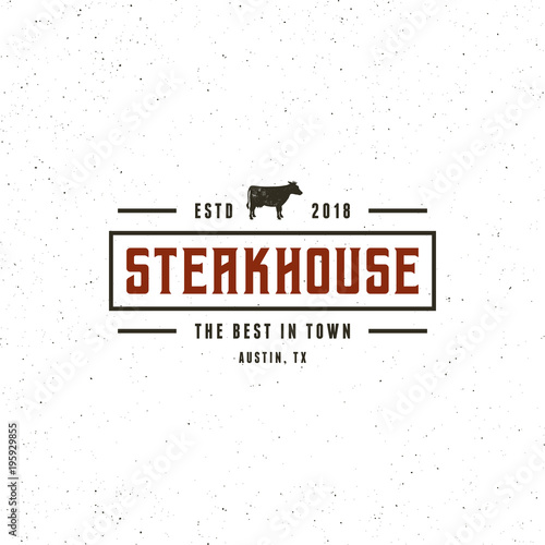 vintage steak house logo. retro styled grill restaurant emblem. vector illustration