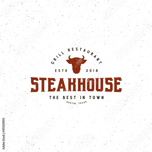 vintage steak house logo. retro styled grill restaurant emblem. vector illustration