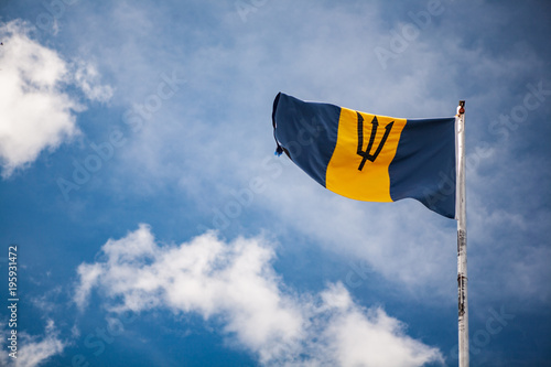 Barbadian Flag in Barbados, Sky, Clouds, Sunny, Sky	