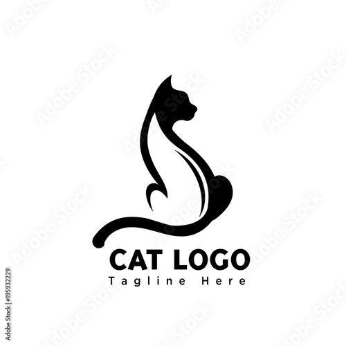 silhouette stand elegant art cat logo
