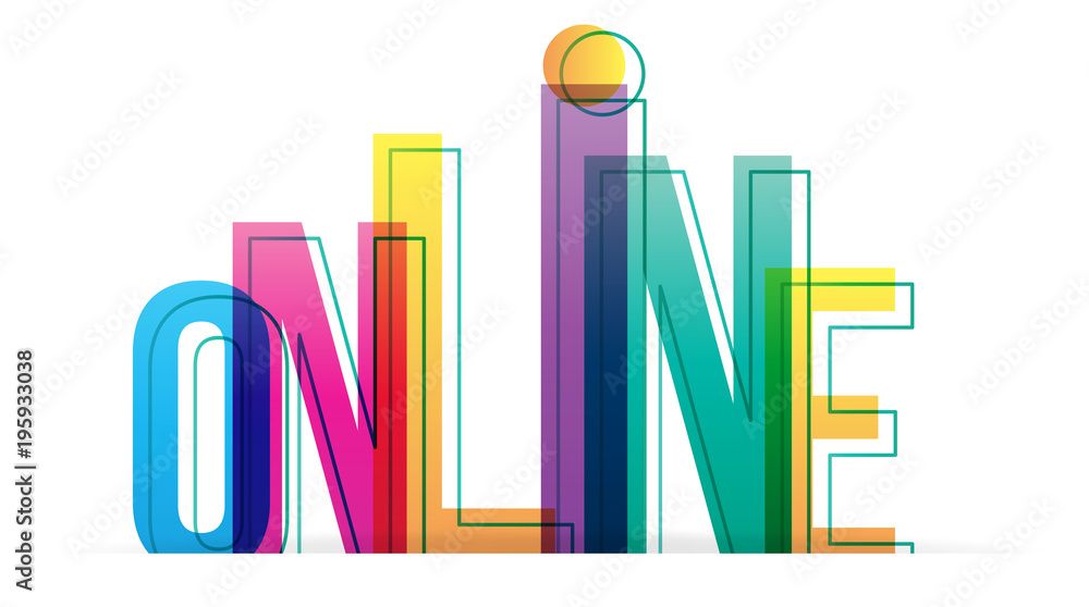 Online word isolated on white background. Online word isolated on white background.
