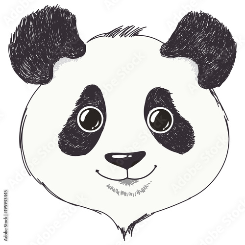 Fototapeta Naklejka Na Ścianę i Meble -  Cute panda. Portrait of funy  bear. Hand drawn.Vector illustrator