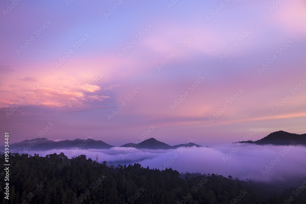 Clouds of misty mountain ranges as viewed from genting highlands 