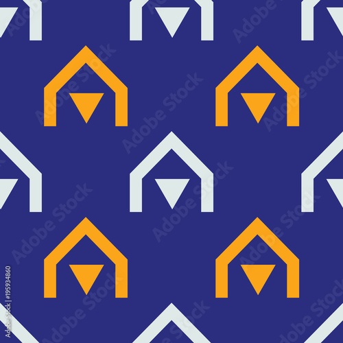 Native village seamless pattern. Strict line geometric pattern for your design.