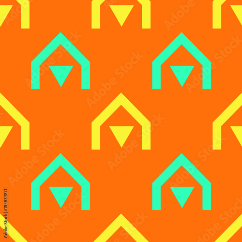 Native village seamless pattern. Strict line geometric pattern for your design.
