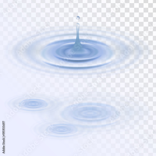 A drop of water, circles on the water