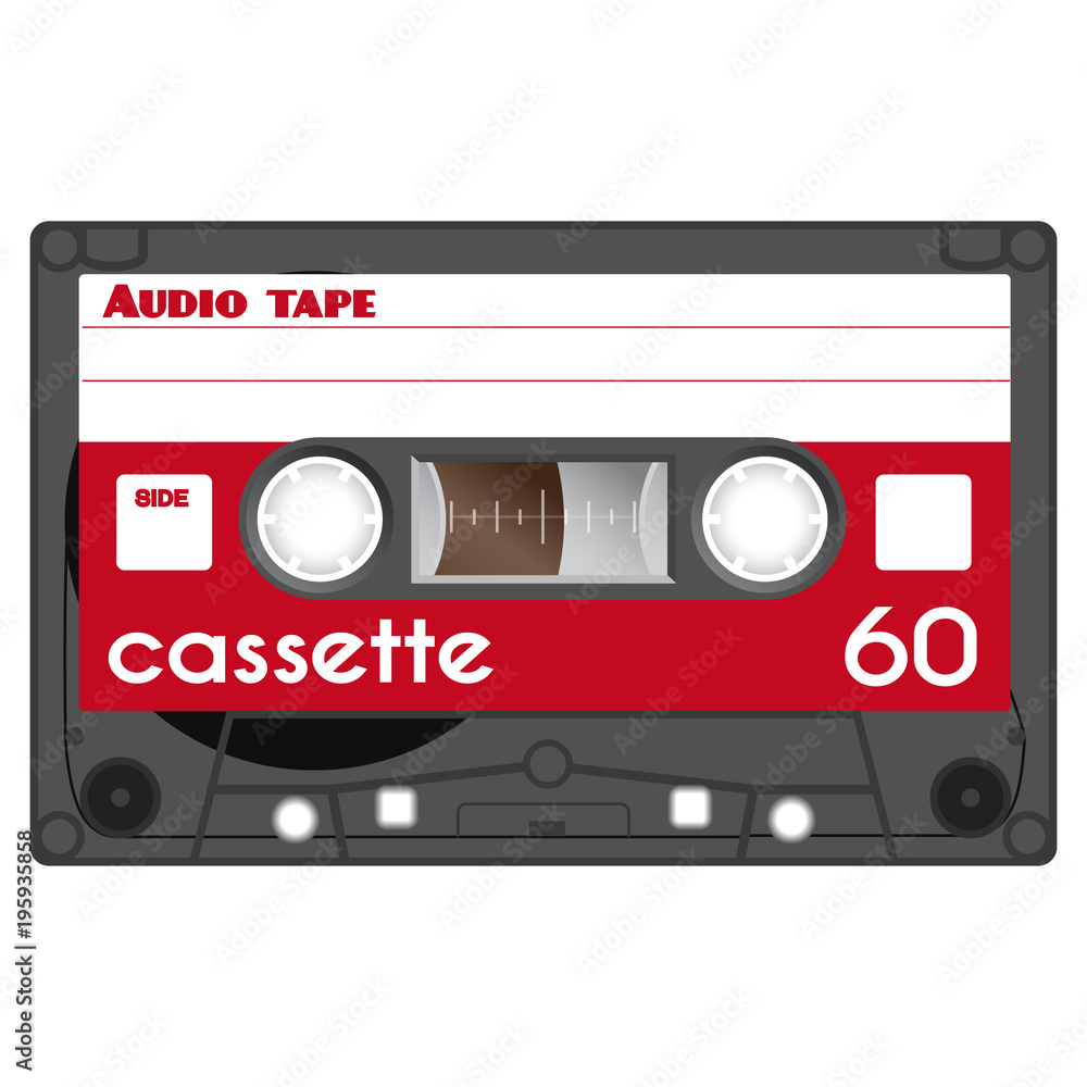 Fototapeta premium Vintage audio cassette tape design, flat illustration.