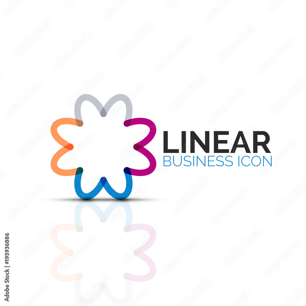 Abstract flower or star, linear thin line icon. Minimalistic business geometric shape symbol created with line segments Abstract flower or star, linear thin line icon. Minimalistic business geometric shape symbol created with line segments