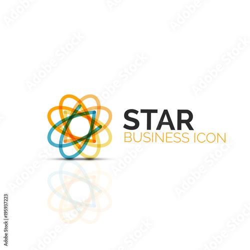 Abstract flower or star minimalistic linear icon, thin line geometric flat symbol for business icon design, abstract button or emblem