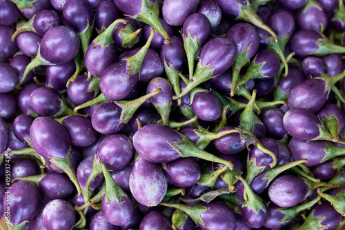 Many ripe eggplants