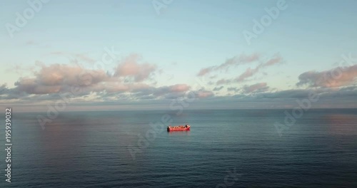Aerial view of an offshore oil installation
