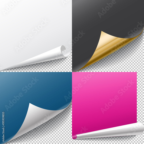 Page curl with shadow isolated on white background. Vector illustration