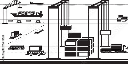 Automated cargo terminal - vector illustration