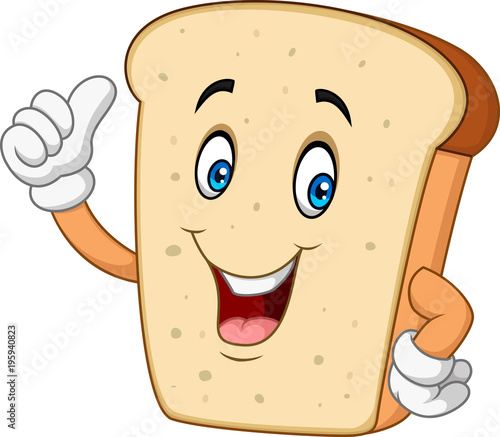 Cartoon happy sliced bread giving thumb up