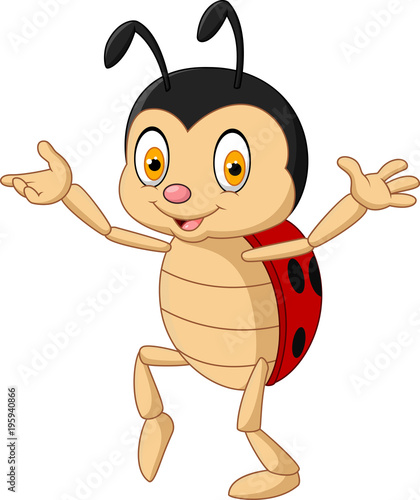 Cartoon funny ladybug isolated on white background