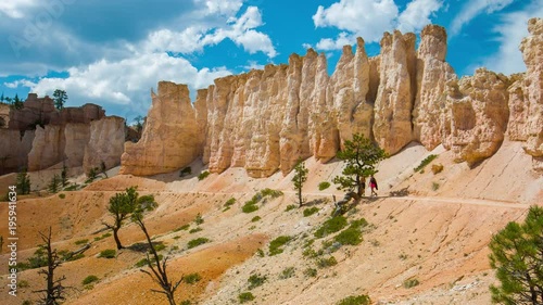 Nature video. Amazing mountain landscape. Spectacular view at the cliffs. Breathtaking view of the canyon. Bryce Canyon National Park. Utah. USA. 4K, 3840*2160, high bit rate, UHD