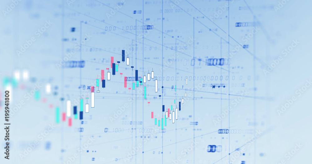 stock market chart data screen on technology background
