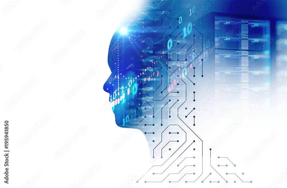 silhouette of virtual human on circuit pattern technology 3d illustration silhouette of virtual human on circuit pattern technology 3d illustration