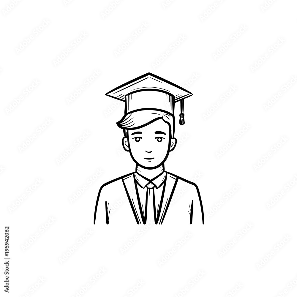 Graduate student hand drawn outline doodle icon Stock Vector | Adobe Stock