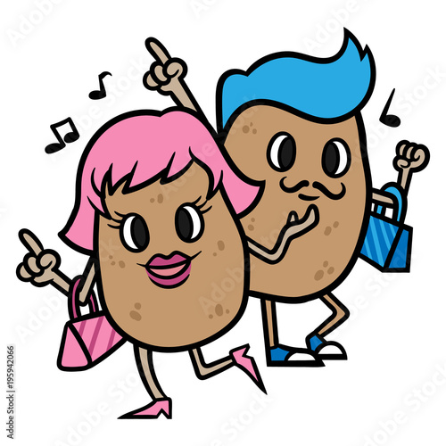 Cartoon Two Dancing Potatos