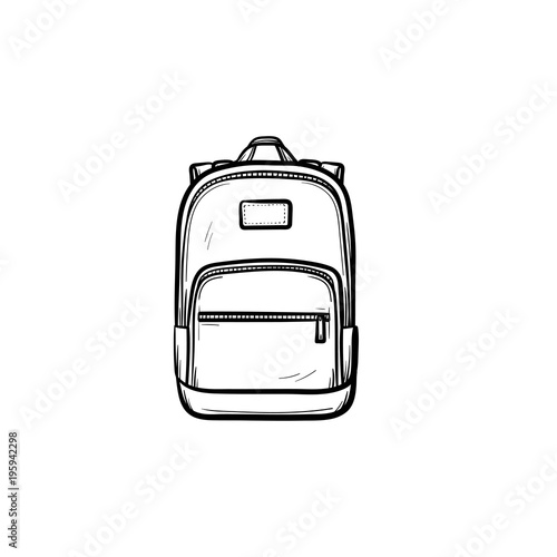 Backpack hand drawn outline doodle icon. Vector sketch illustration of school backpack for print, web, mobile and infographics isolated on white background.