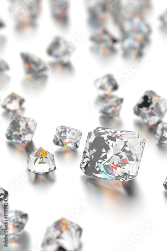 Fototapeta Naklejka Na Ścianę i Meble -  3D rendering Luxury diamonds on white background