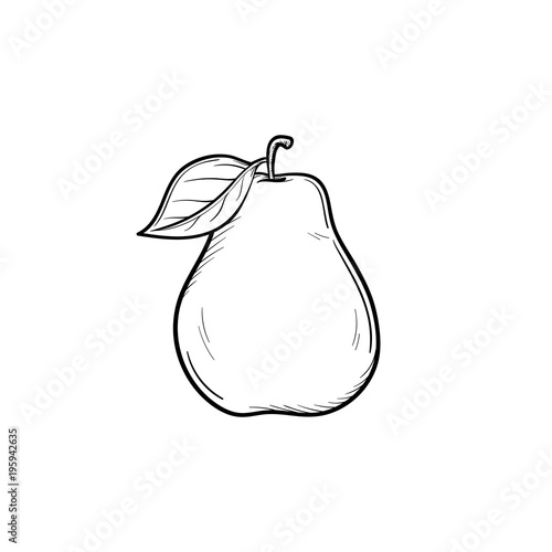 Pear fruit hand drawn outline doodle icon