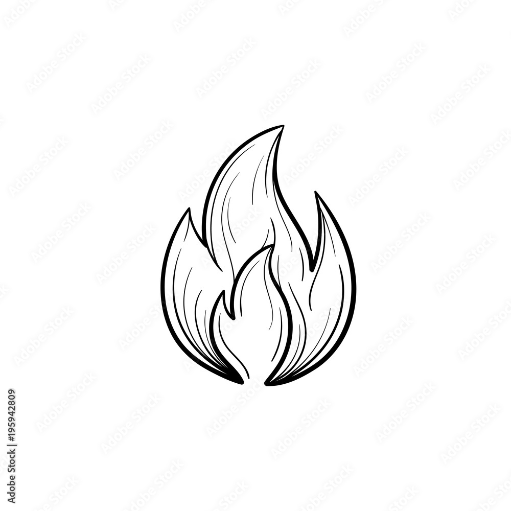 Fire flame hand drawn outline doodle icon. Vector sketch illustration of fire flame for print, web, mobile and infographics isolated on white background. Fire flame hand drawn outline doodle icon. Vector sketch illustration of fire flame for print, web, mobile and infographics isolated on white background.