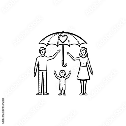 Family insurance hand drawn outline doodle icon