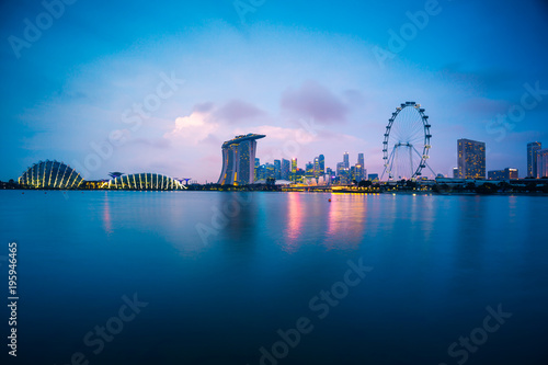 Photography Singapore skyline at sunset in Singapore city Panorama