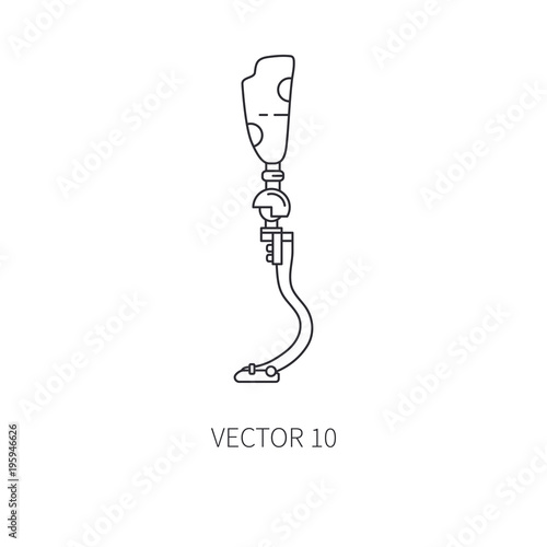 Bionic robot leg prosthesis line icon. Bionic prosthesis limb. Biotechnology futuristic medicine. Future technology. Medical artificial mechanical robot implant sign and symbol. Transplantation.