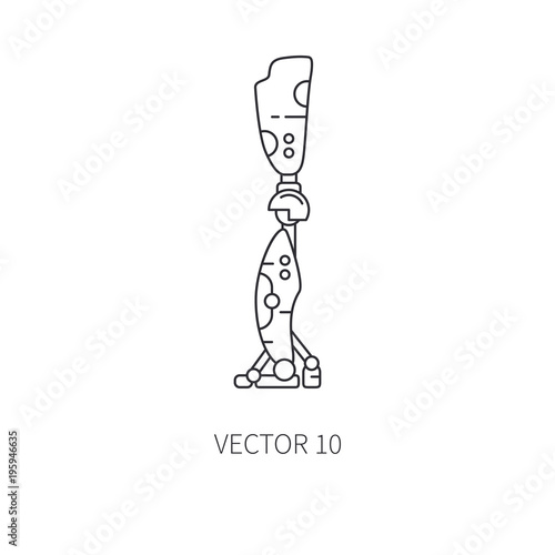 Bionic robot leg prosthesis line icon. Bionic prosthesis limb. Biotechnology futuristic medicine. Future technology. Medical artificial mechanical robot implant sign and symbol. Transplantation.
