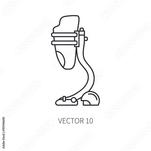 Bionic robot leg prosthesis line icon. Bionic prosthesis limb. Biotechnology futuristic medicine. Future technology. Medical artificial mechanical robot implant sign and symbol. Transplantation.