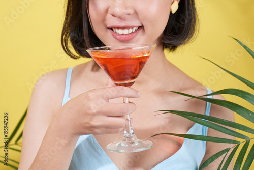 Drinking tasty cocktail