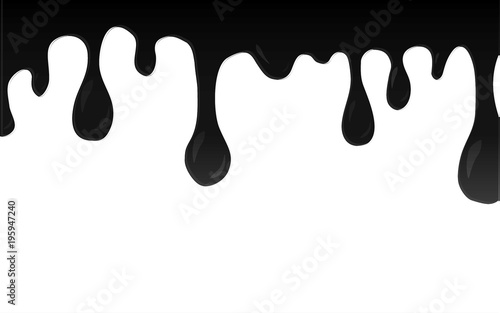 Oil or black paint dripping on the white background