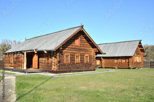 (permission is not required, at the entrance to the territory is purchased a ticket for shooting) Wooden architecture. Old Russian village. Wooden houses. Russia. Siberia 