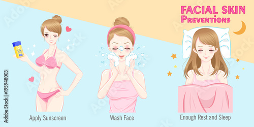 woman with facial skin preventions