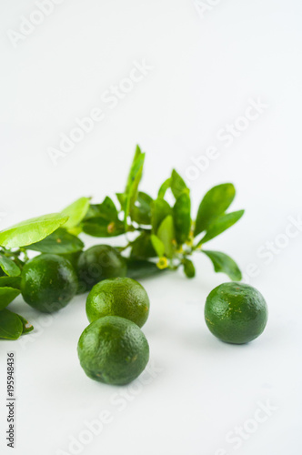 Lime. Fresh fruit with leaf isolated on white background.   © firdausjupiter