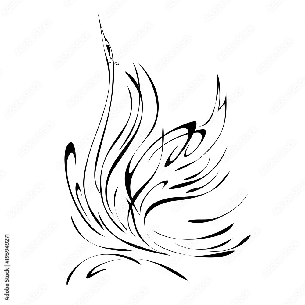 swan 11. graceful swan in black lines on a white background