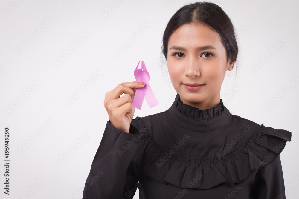 woman hand holding violet ribbon bow, testicular cancer awareness