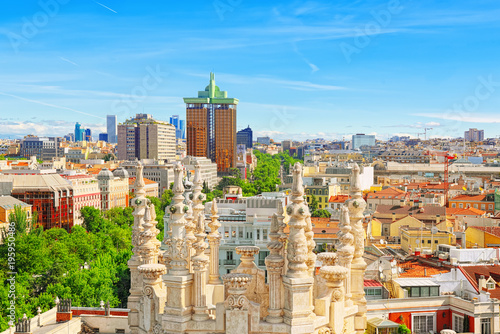Panoramic view from above on the capital of Spain- the city of Madrid photo