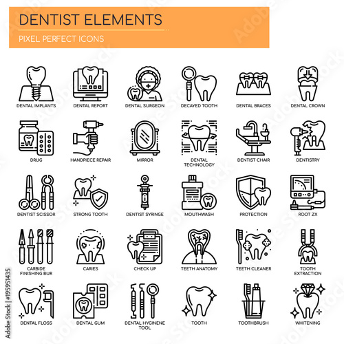 Dentist Elements , Thin Line and Pixel Perfect Icons.