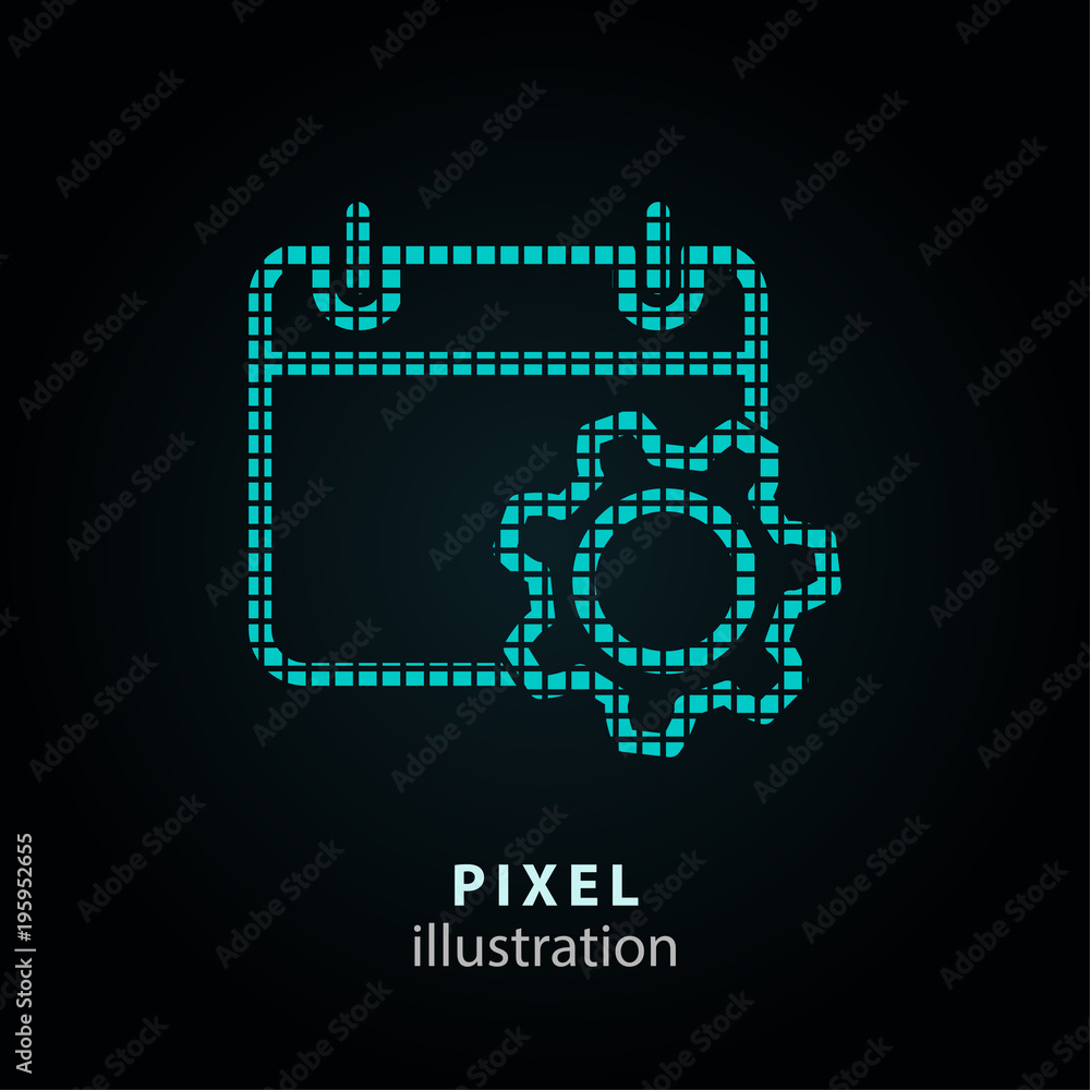 Setting calendar - pixel illustration.