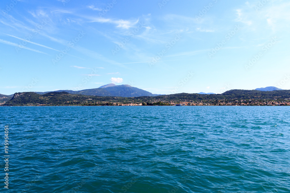 Lake Garda and mountain panorama with coastline, Italy Lake Garda and mountain panorama with coastline, Italy