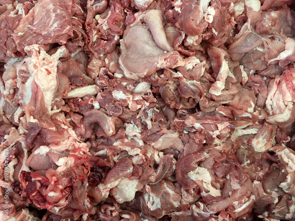 Fresh raw meat, slices pork at the supermarket or department. store. Fresh raw meat, slices pork at the supermarket or department. store.